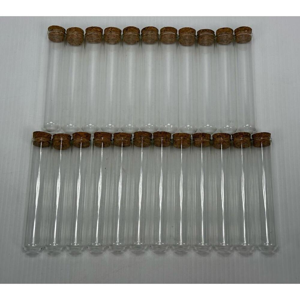 23 Pc Glass‎ Test Tubes Round Bottom Cork Stoppers Clear 6”